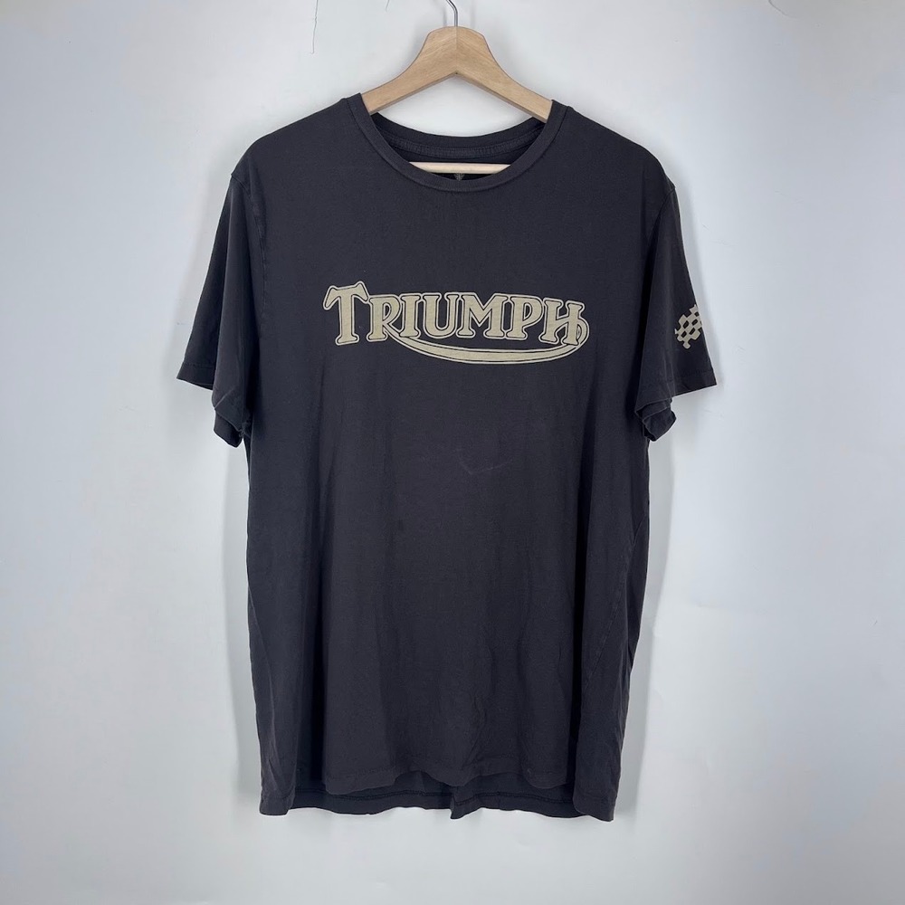 Lucky Brand Triumph Motorcycles Graphic T-Shirt Mens Large Faded Black Biker Tee